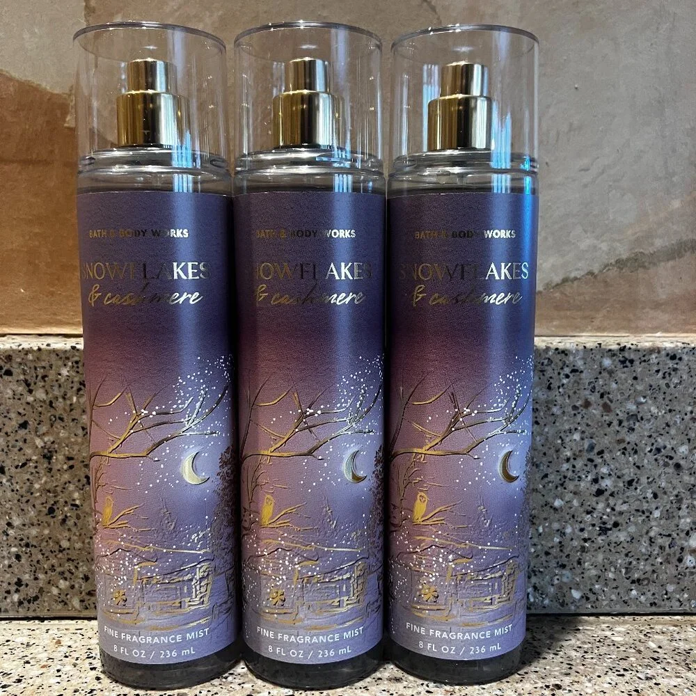 Bath & Body Works Set of 3 Snowflakes & Cashmere Body Sprays! NEW!